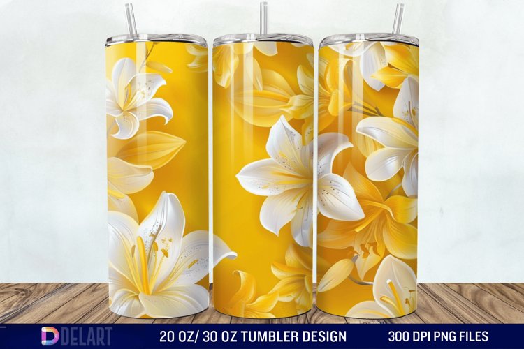 3d Yellow Painted Lily Tumbler Wrap example image 1
