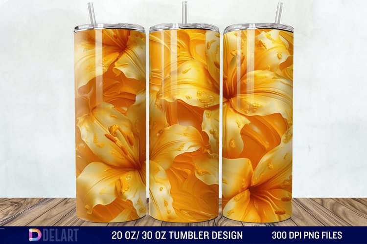 3d Yellow Painted Lily Tumbler Wrap example image 1
