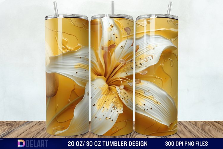 3d Yellow Painted Lily Tumbler Wrap example image 1
