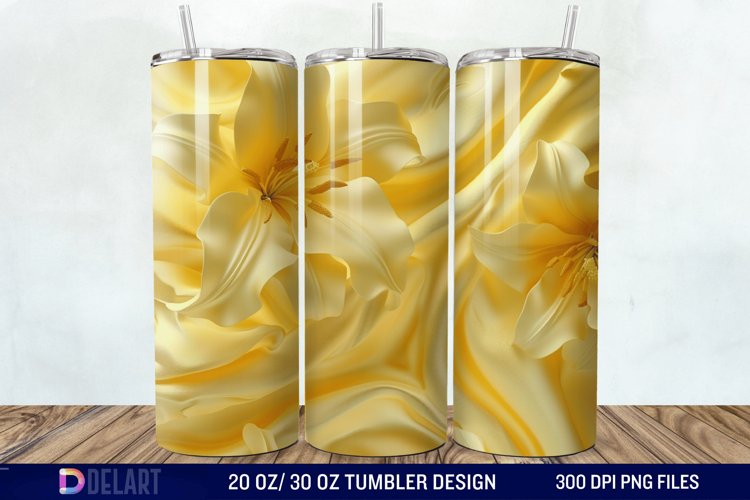 3d Yellow Painted Lily Tumbler Wrap example image 1
