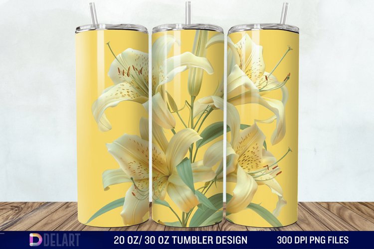 3d Yellow Painted Lily Tumbler Wrap example image 1