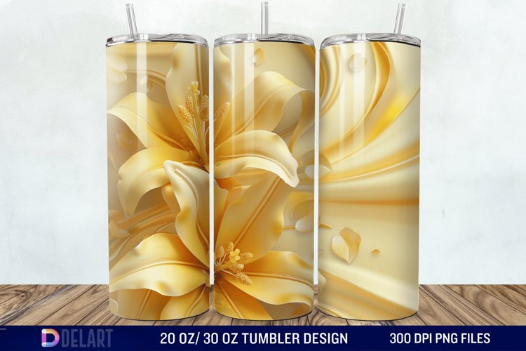 3d Yellow Painted Lily Tumbler Wrap example image 1