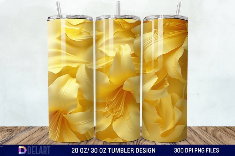 3d Yellow Painted Lily Tumbler Wrap example image 1