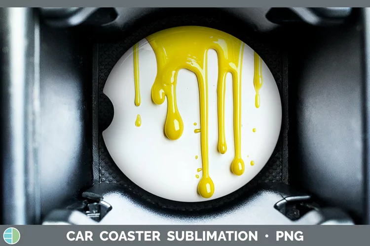 3D Yellow Slime Car Coaster Sublimation Coaster Designs
