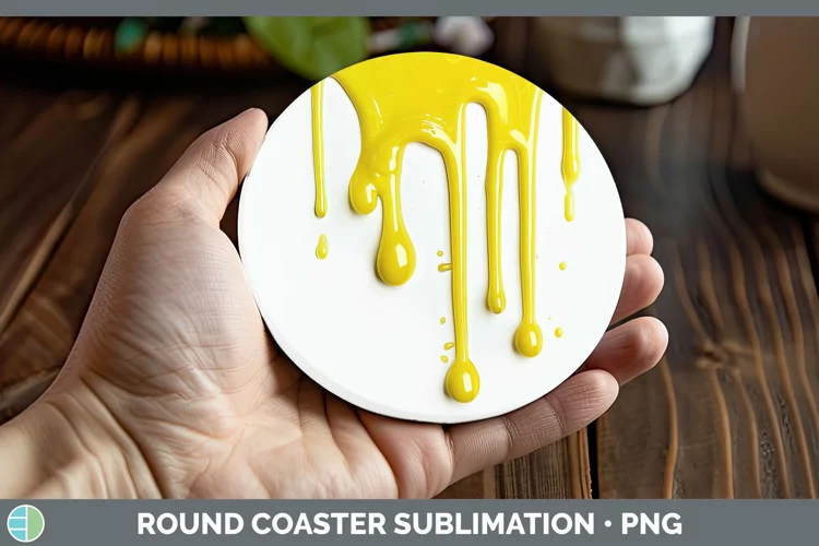 3D Yellow Slime Round Coaster Sublimation Coaster Designs