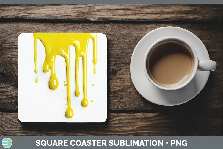 3D Yellow Slime Square Coaster Sublimation Coaster Designs