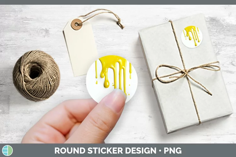 3D Yellow Slime Stickers | Round Labels Designs
