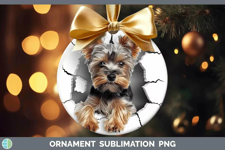 3D Yorkshire Terrier Ornament | Sublimation Bauble Designs