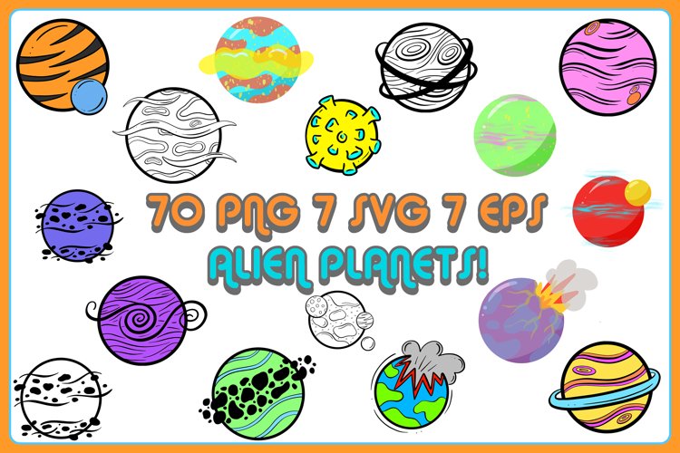 Sci-fi Galaxy Planets and Moons! 70 PNG, SVG, EPS Files example image 1
