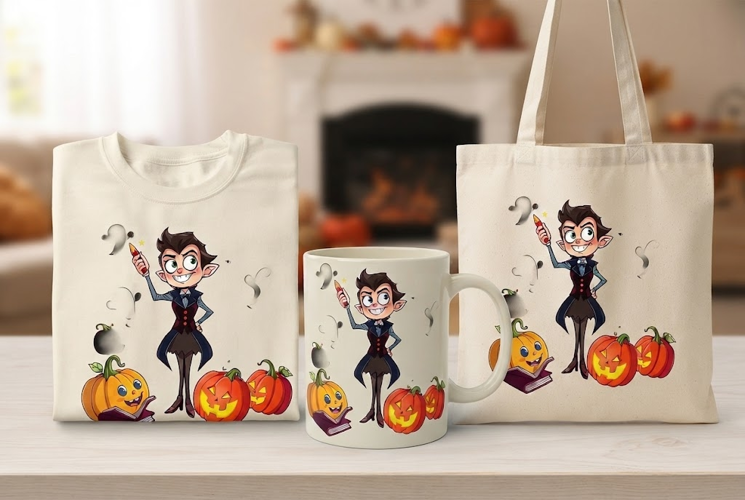 Vampire Teacher Halloween PNG | Pumpkin Book Clipart