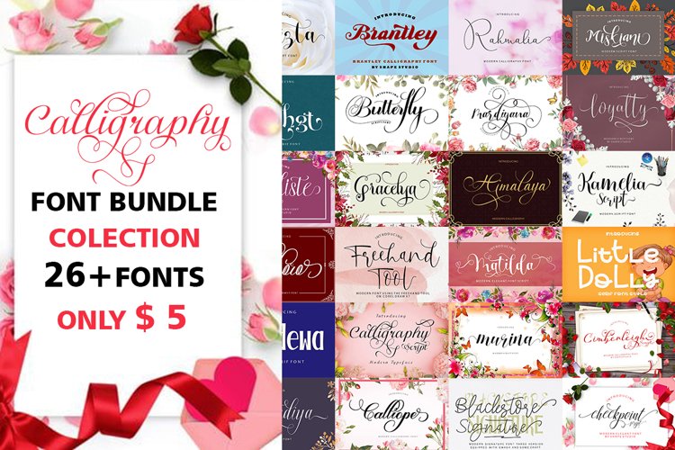 Calligraphy Font Bundle Colection $ 5 example image 1