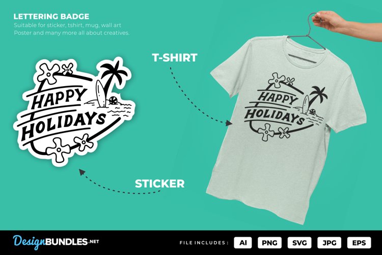 Happy Holidays Lettering Badge