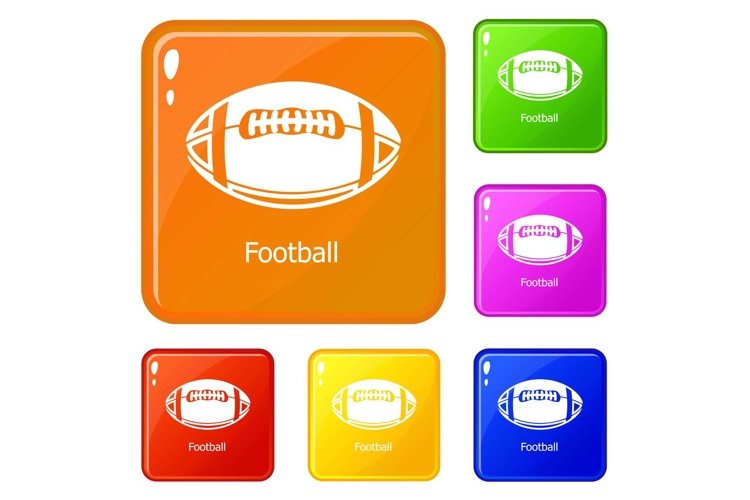 Rugby ball icons set vector color