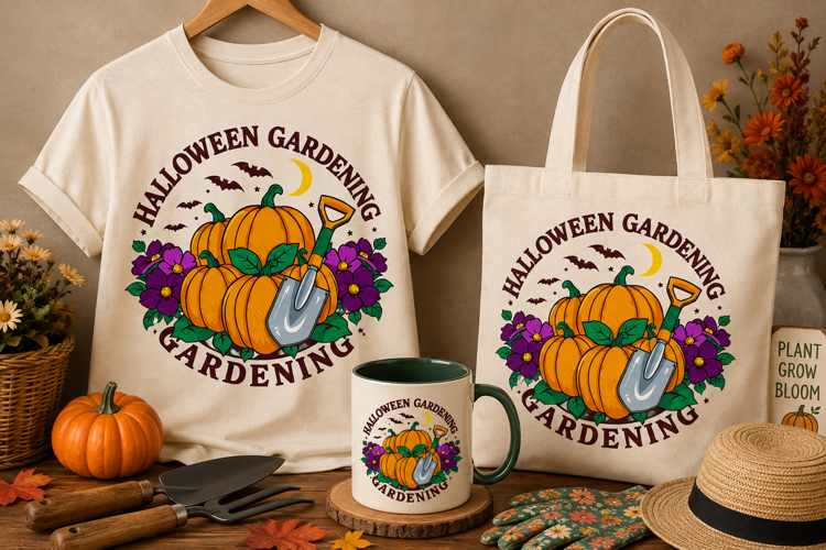 Halloween Gardening PNG | Pumpkin Patch Garden Clipart