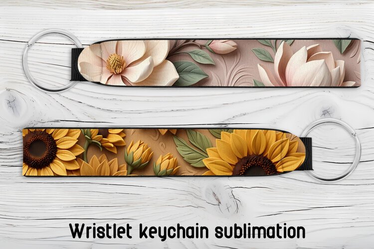 Sunflower Rose Wristlet Keychain PNG example image 1