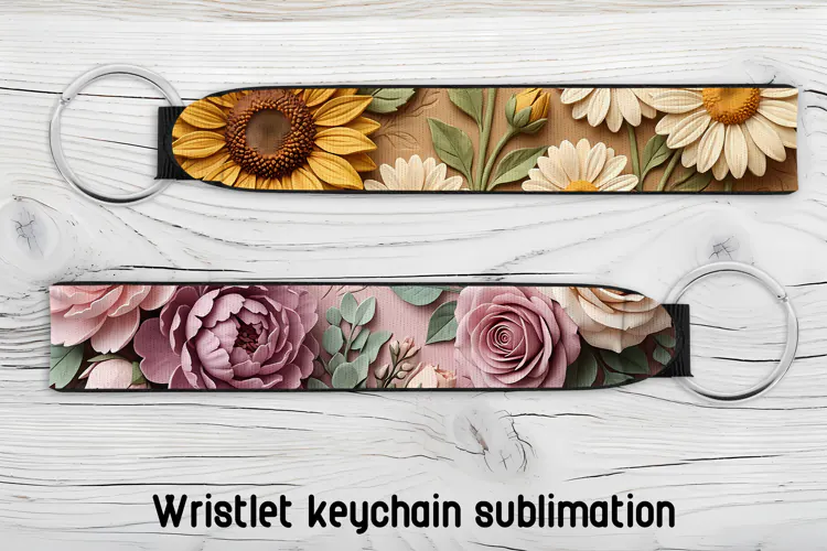 Sunflower Wildflower Wristlet Keychain PNG