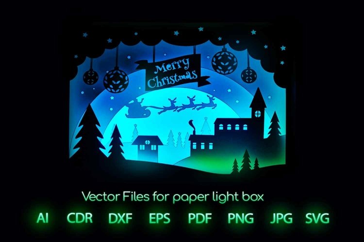 Merry Christmas Light box template, New Year gift Lightbox example image 1