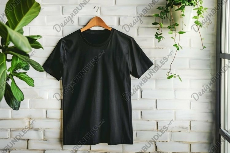 Black T-shirt Mockup Flat Lay
