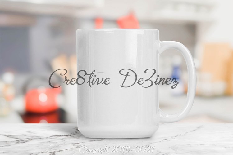 15 oz Coffee Mock Up, Mug Mock-Up on Marble Table, Smart example image 1