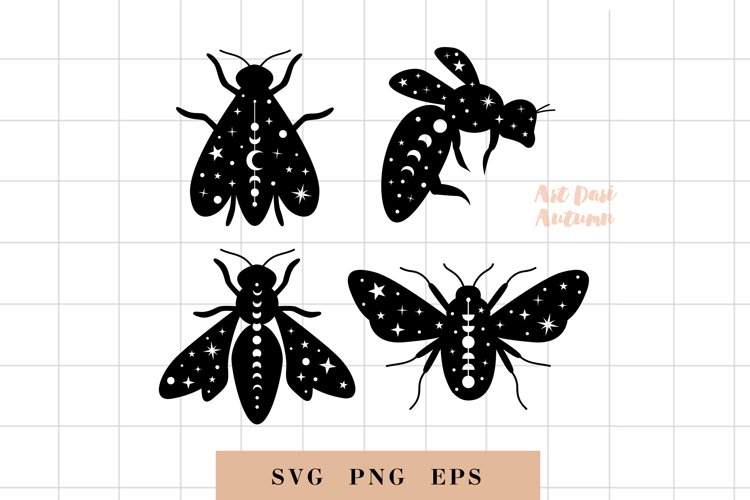 Boho bee svg, celestial moth svg, bee clipart, mystical svg