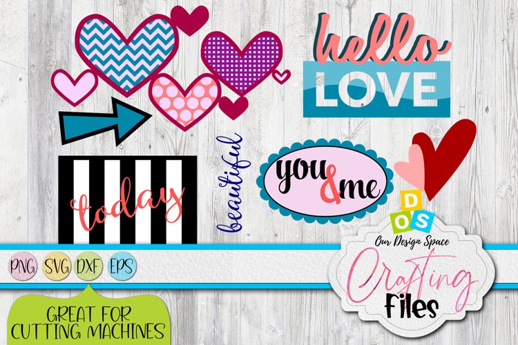 Love Hearts Mix SVG, PNG, DXF And EPS Valentine Bundle example image 1