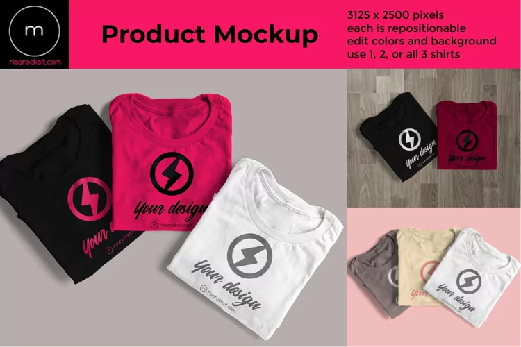 Three Tees Photoshop Mockup
