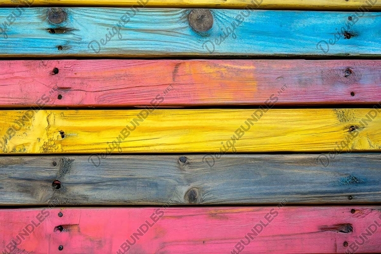 Spring color wooden planks table example image 1