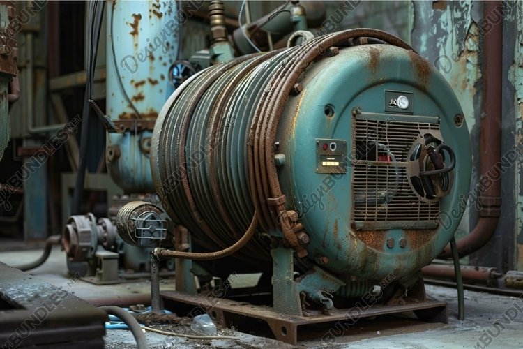 Old rusted industrial machine sitting dormant in abandoned f example image 1