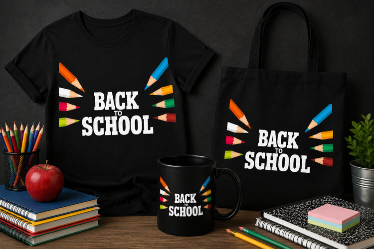 Back to School PNG, Colorful Pencil Border Classroom Design example image 1