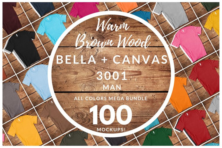 Mens Bella Canvas 3001 Bundle All Colors Warm Brown Wood