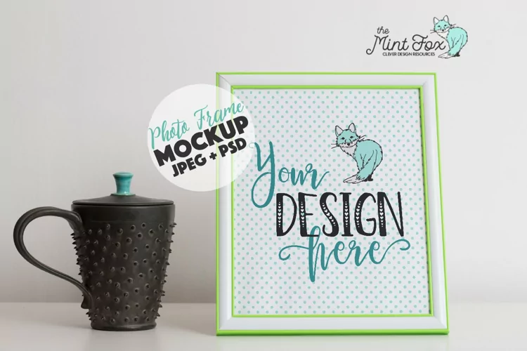 Photo Frame Mockup with Coffee Mug