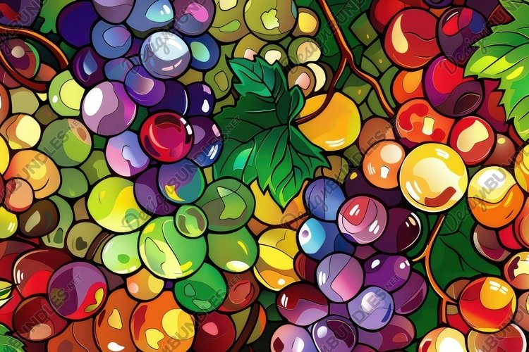 Colorful Pattern of Grapes Background Wallpaper example image 1
