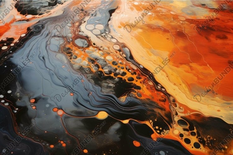Abstract fluid art background in orange and black example image 1