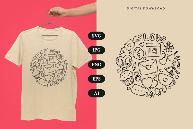 Valentines Day Doodle T-shirt | SVG
