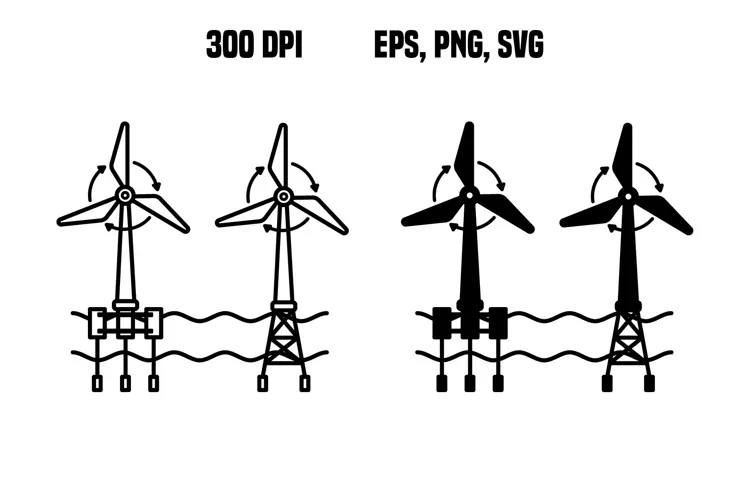 Offshore Wind Farm Icons