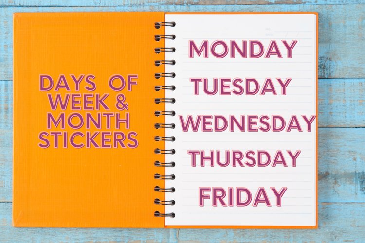 Bullet Journals Sticker, Names of Month and Weeks example image 1