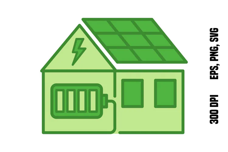 Green Home Battery Storage Icon