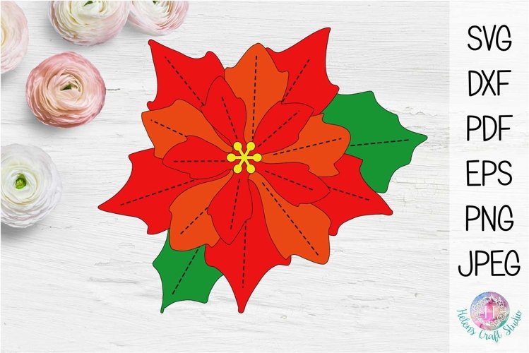 Poinsettia 3D Christmas flower example image 1