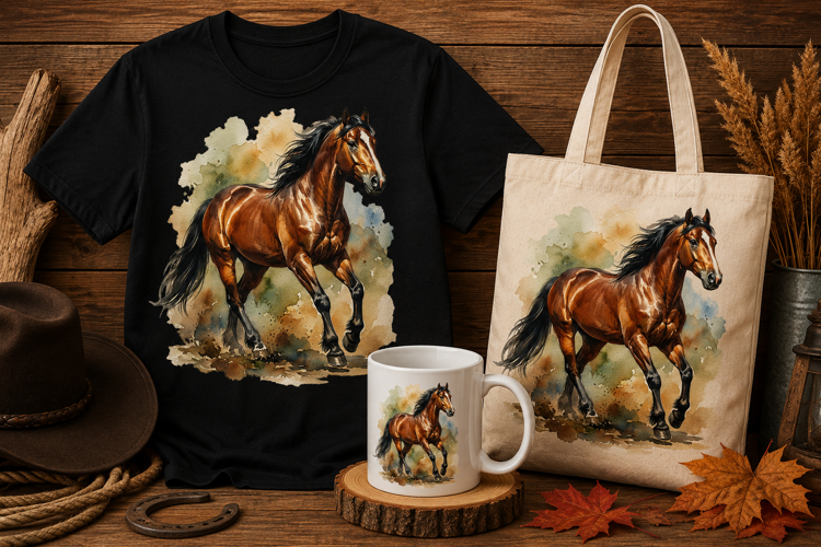 Brown Horse Watercolor PNG | Horse Sublimation Design