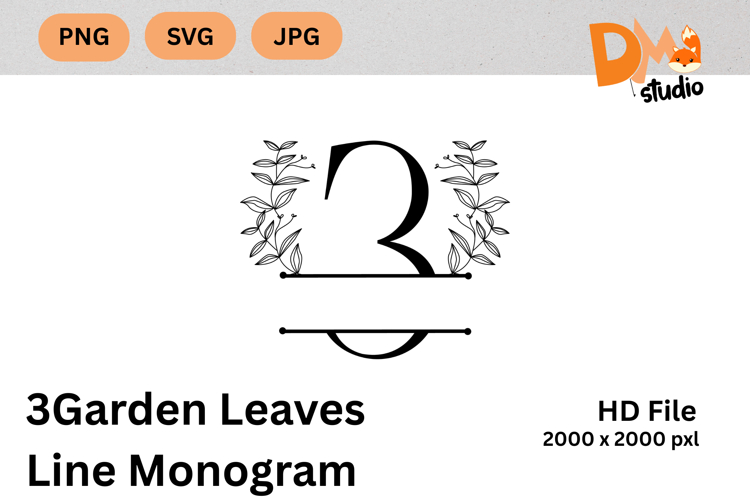 3Garden Leaves Line Monogram
