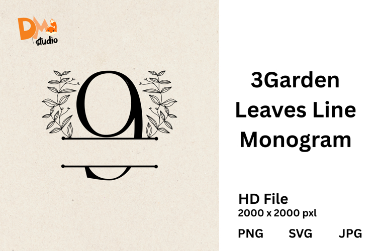 3Garden Leaves Line Monogram