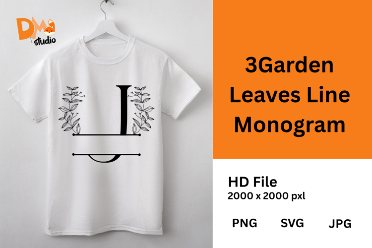 3Garden Leaves Line Monogram