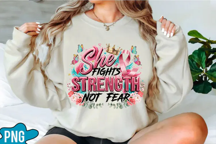 She Fights With Strength Not Fear PNG Designs