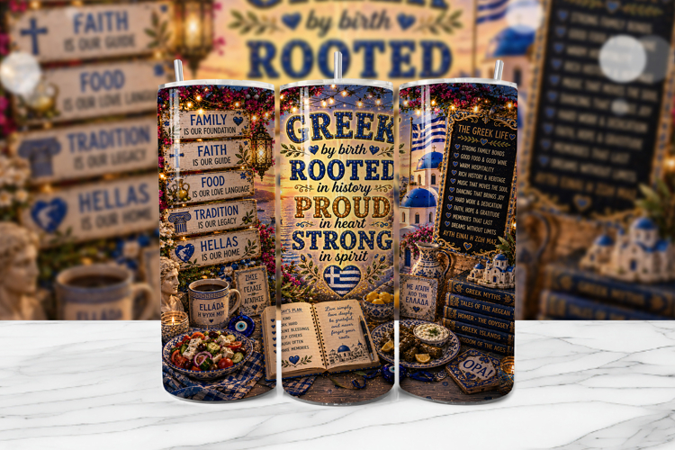Greek Pride Heritage Tumbler Wrap PNG