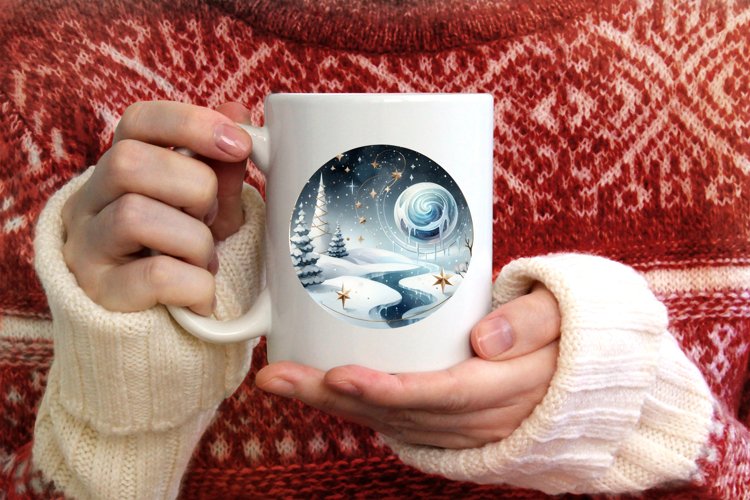 Watercolor 3D Winter Scene Ornament example image 1