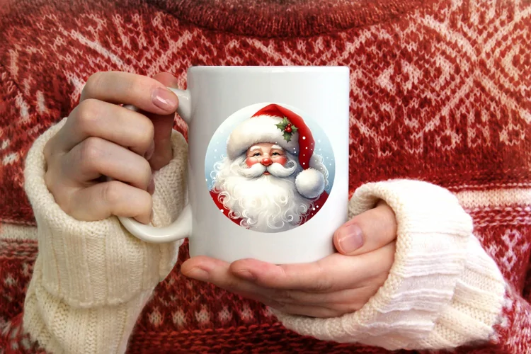 Watercolor Santa Winter Ornament