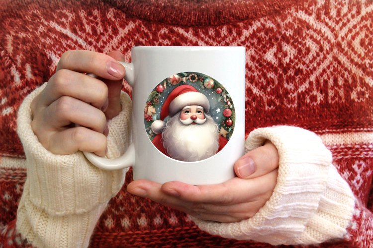 Watercolor Santa Winter Ornament example image 1