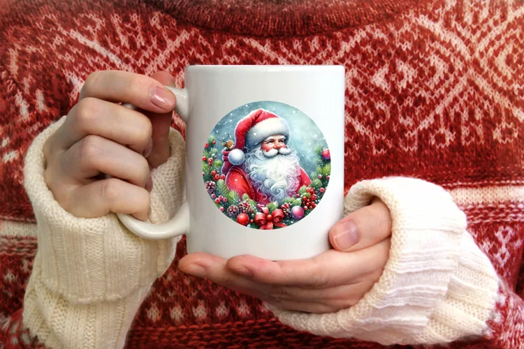 Watercolor Santa Ornament