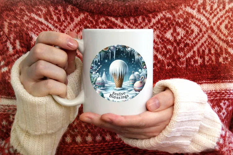 3D Winter Scene Festive Blessings Round Ornament Sublimation