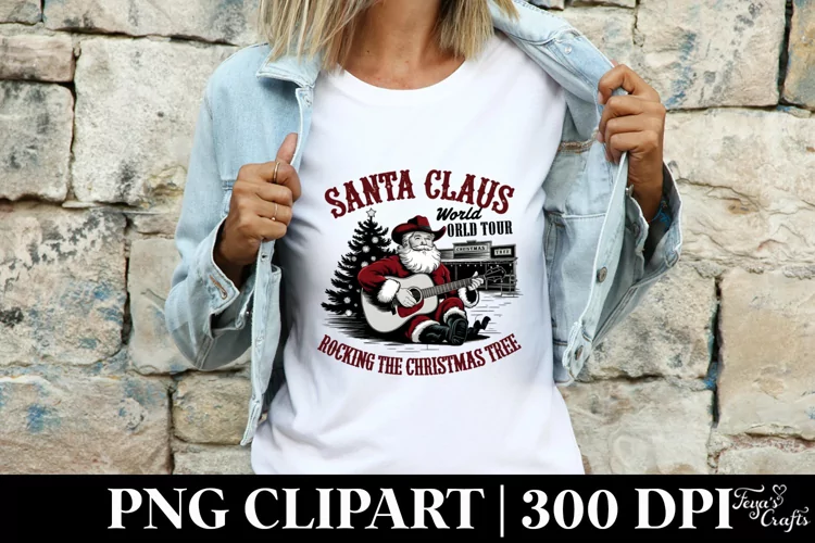 Santa Claus World Tour Rocking Around the Christmas Tree PNG